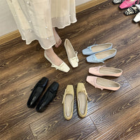Milk-yellow Square-toe Low-cut Gentle Pumps