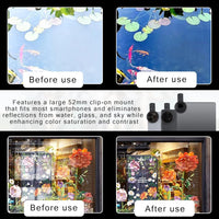 52mm Professional Phone Camera Clip With Macro Lens CPL Star Variable ND Filter For All Smartphones Aluminum Alloy Thread - With CPL Filter,Round Hole