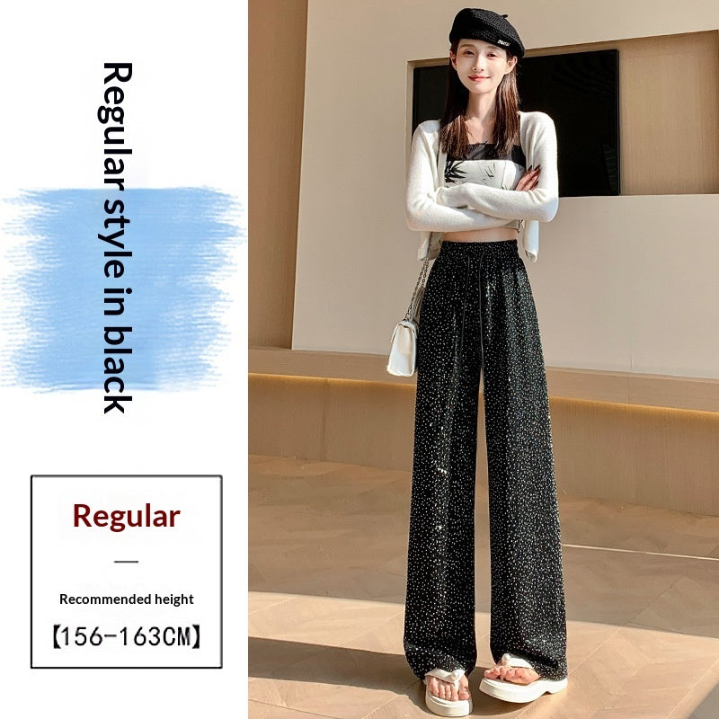 Summer New Arrival Rhinestone Embellished Textured Trousers