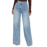 Straight-leg Washed Street-style Womens Jeans