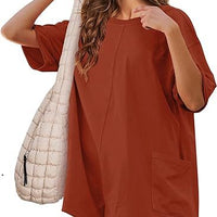 Relaxed-fit Casual Short-sleeve V-neck Backless Jumpsuit With Shorts