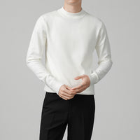 Mens Thickened White Knit Bottoming Sweater