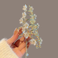 Large Metal Pearl Bell Orchid Tassel Hair Clip - Premium Fashion Deal | Everyday Home Deal