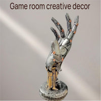 Creative Mechanical Hand Staue, Gaming Controller Holder Stand, Headphone Holder, Necklace Holder, Robot Hand Sculpture, Hand Crafts, Realistic Hand Decor, Modern Home Decor, Gaming Room Decor, Silver