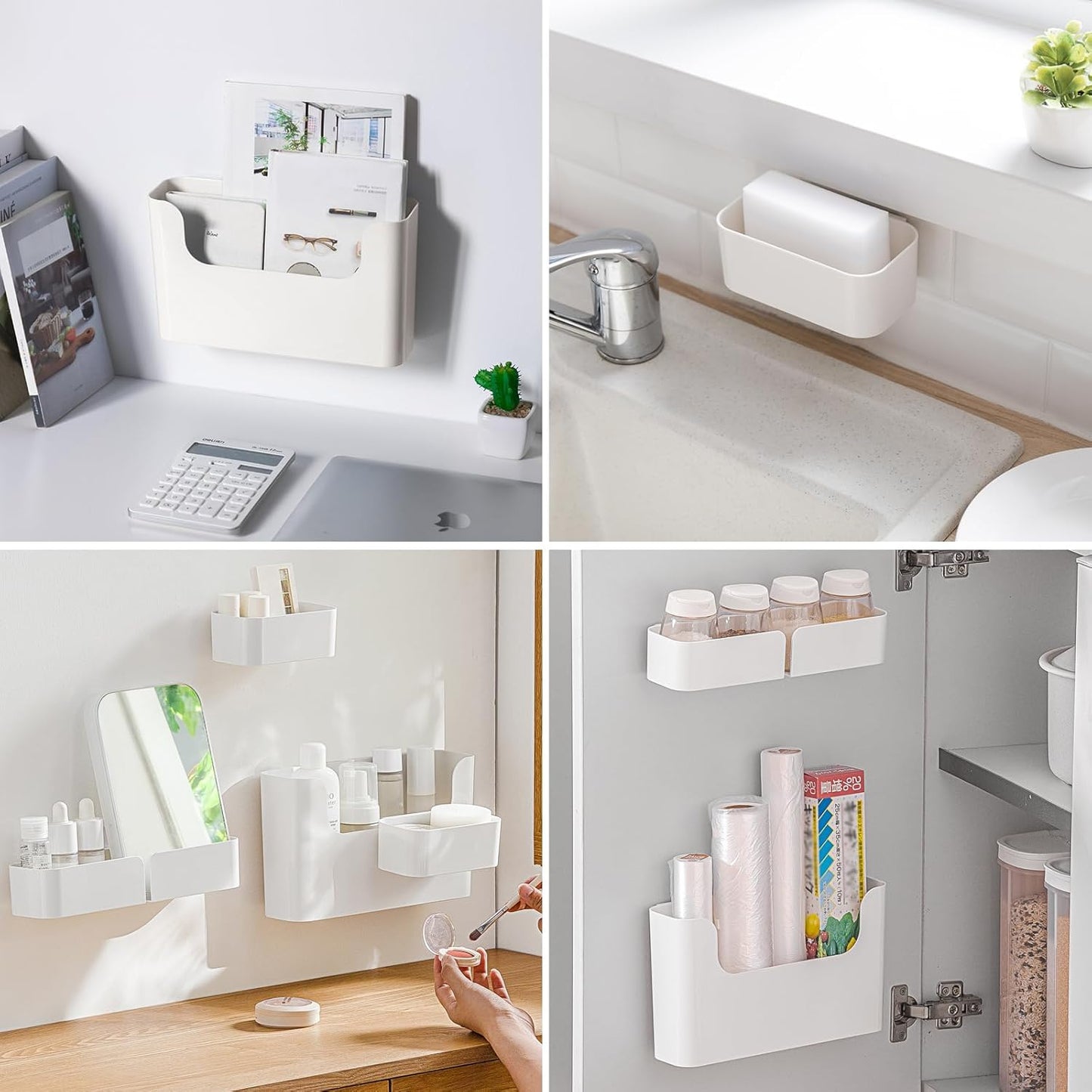 Floating Shelf Wall Mounted Non-Drilling Adhesive Bathroom Organizer Ledge Shelf for Home Decor