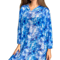 Printed Beach Three Quarter Sleeve One Piece Swimsuit Cover Up