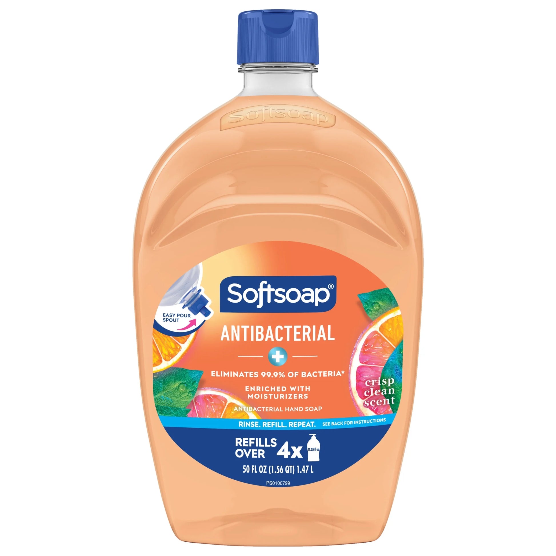 Crisp Clean Antibacterial Liquid Hand Soap with New Easy Pour Spout, 50 Fl Oz Refill Bottle
