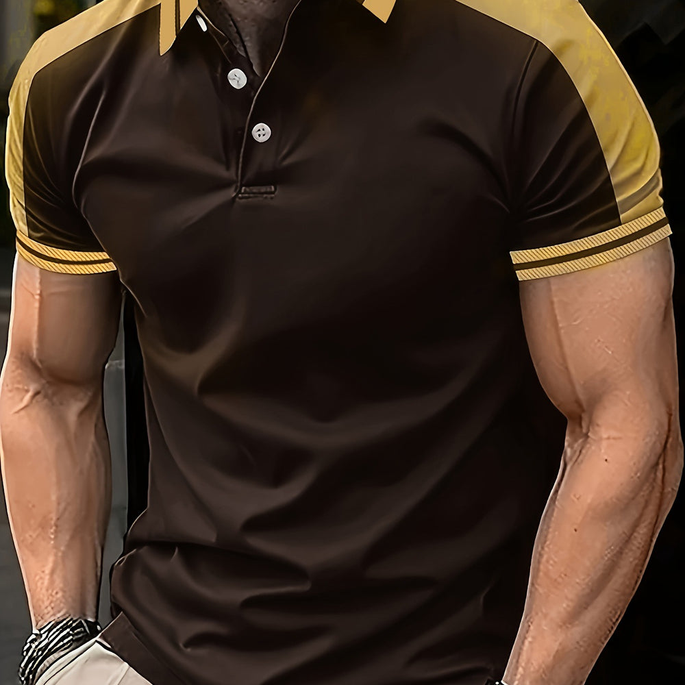 Summer Mens Ice-silk Polo Shirt With Ink-wash Print And Short Sleeves - Premium Apparel Deal | Everyday Home Deal