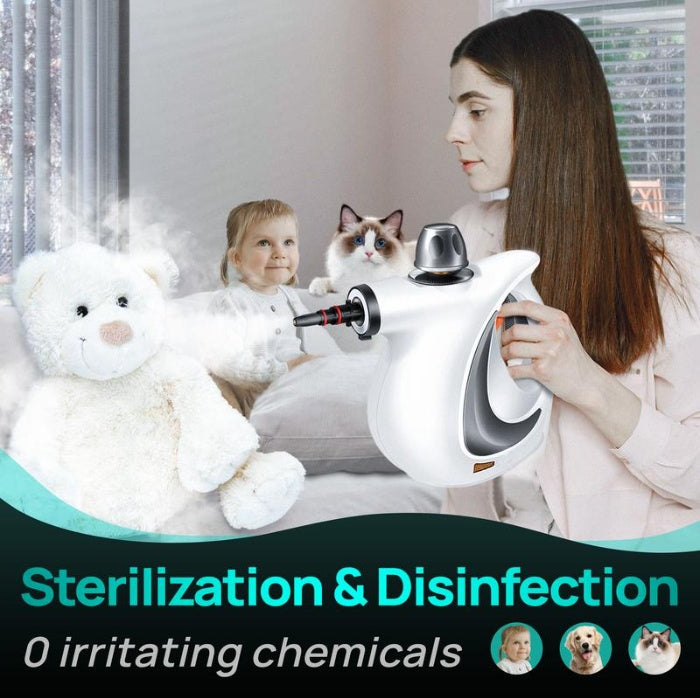 Handheld Steam Cleaner — 1200W High-Pressure Steamer with 12 Accessories for Grout, Tile, Kitchen & Bathroom
