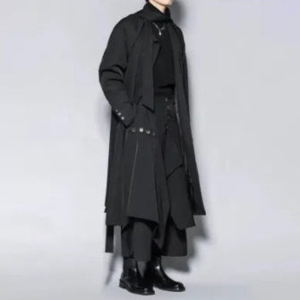 Irregular Japanese-style Long Trench Coat For Men - Premium Apparel Deal | Everyday Home Deal