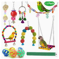 Parrot Combination Toy 10-Piece Set Wooden Bead Rotating Ladder Swing Stand Wooden Ladder Sepak Takraw Chewing Toy