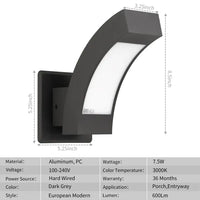 Inowel Wall Lights Outdoor Wall Sconce Modern LED Patio Porch Lights Aluminum Exterior Light Fixture Waterproof IP54 For Hallway House Back Yard Garage 12557