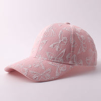 Solid-color Butterfly Printed Adjustable Simple And Sweet Peaked Cap Baseball Cap, Suitable For Couples' Date Shopping