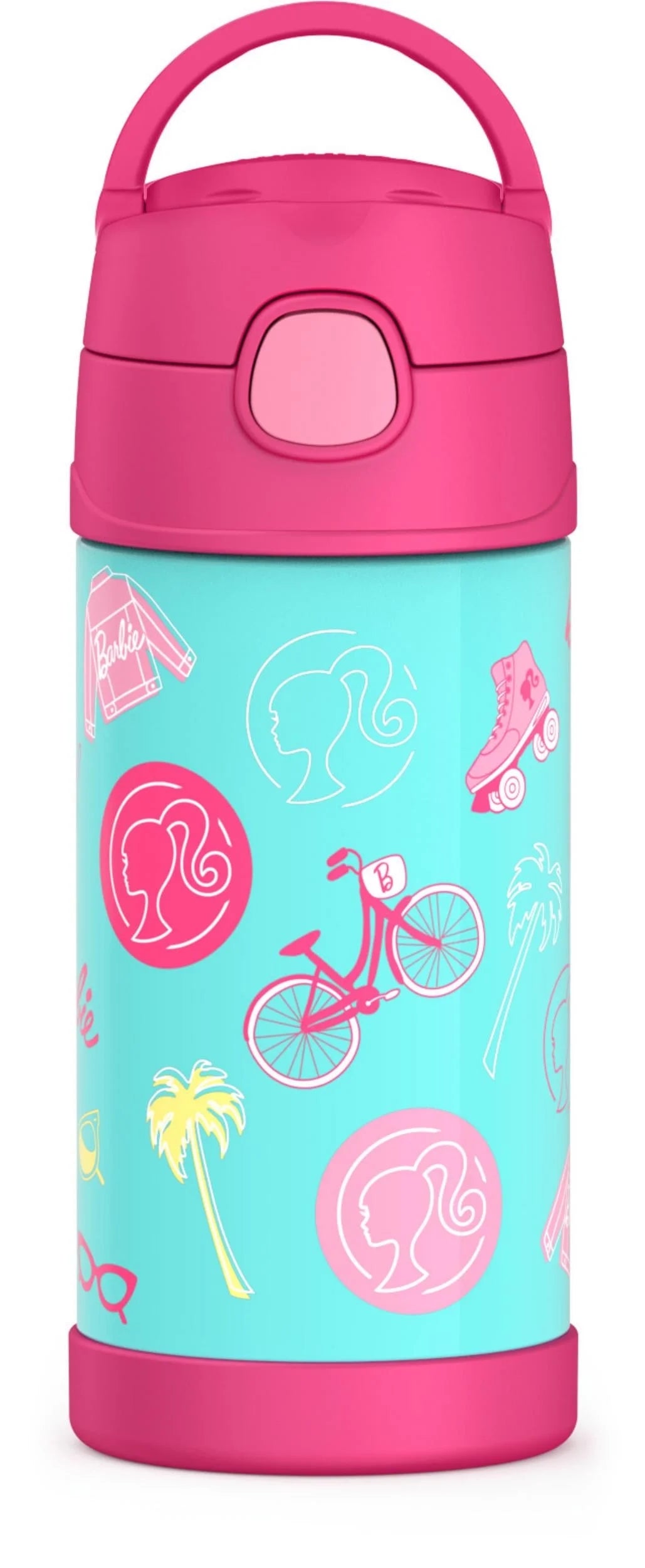 Stainless Steel Funtain Bottle with Straw, Barbie, 12 Fluid Ounces