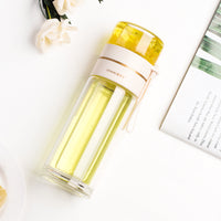 Double Wall Glass Tea Infuser Bottle | Leakproof Tea Separation Water Bottle | Everyday Home Deal