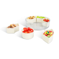 2Pcs 360° Rotating Snack Tray with Lid Handle & 6 Dividers | Everyday Home Deal