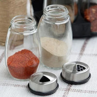 7-Piece Glass Spice Jar Set with Rack | 6 Condiment Jars | Everyday Home Deal