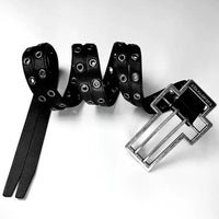 Distressed Cross-pattern Full-grain Leather Double-layer Belt