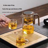 One Click Magnetic Teapot Separation Filtration Glass Tea Pot Wood Handle Tea Water Separation Inner Container Teapot | Everyday Home Deal
