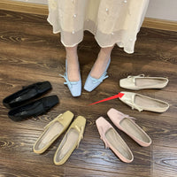 Milk-yellow Square-toe Low-cut Gentle Pumps
