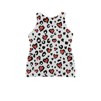 Loving-heart Leopard-print Knitted Vest Crew Neck Slim-fit Breathable