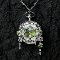 Couples Teal And Green Butterfly Animated Pocket Watch For Graduation Season