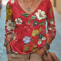 New Womens Casual V-neck Long-sleeve Top