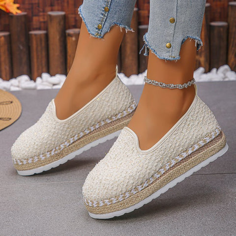 Women's Casual Fashionable Versatile Round-Toe Fabric Pumps - Premium Apparel Deal | Everyday Home Deal