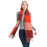 British-style Mens And Womens Couple Tassel Scarf With Large Plaid Pattern