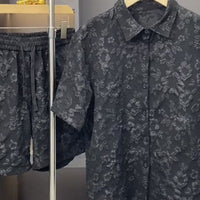 Mens Summer New Arrival Casual Set With Embossed Floral Pattern