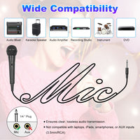 1Pc Handheld Wired Microphone Cardioid Dynamic Vocal Mic With On Off Button 13ft Cable 6.35 Mm Jack For Speaker Karaoke Ampilifier Mixer Professional Studio Live Performance