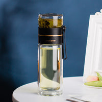 Double Wall Glass Tea Infuser Bottle | Leakproof Tea Separation Water Bottle | Everyday Home Deal