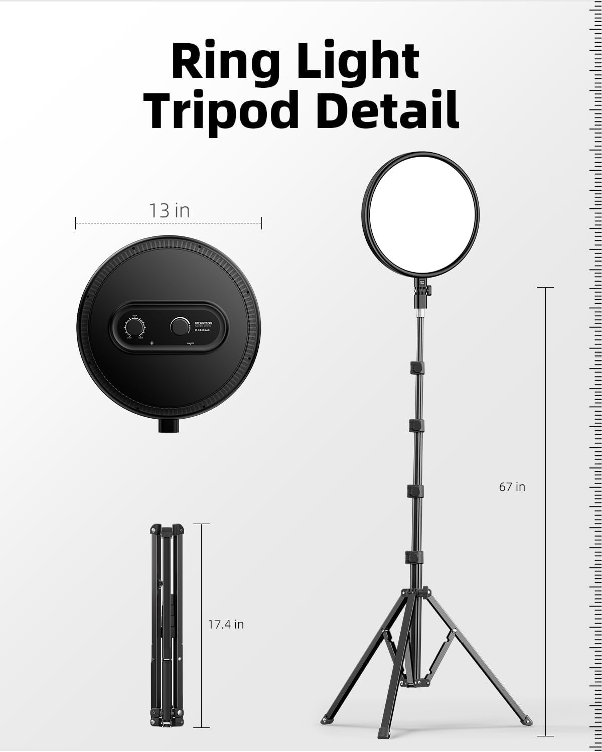 Large Ring Light with Stand, 72“ Tripod with Ring Light, 6500K Full-Screen Ringlight Tripod for Iphone with Phone Holder, Selfie Light for Makeup, Barber, Video Recording, Photography