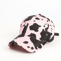 Cow Pattern Glossy Board Print Adjustable Simple And Versatile Style Peaked Cap Suitable For Outings, Entertainment And Shopping