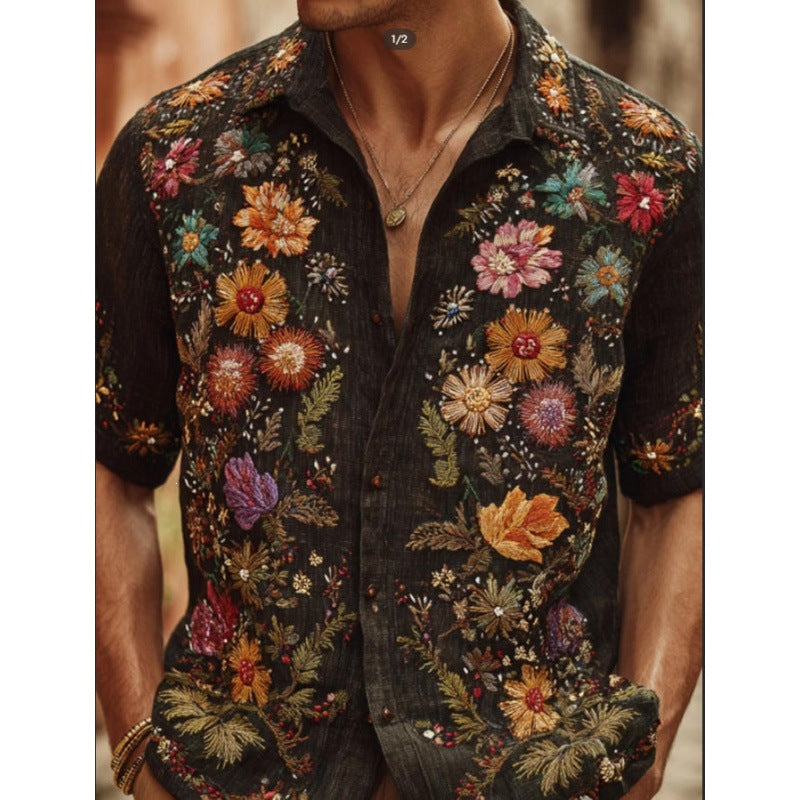 Retro-printed Mens Casual All Matching Fashion Top