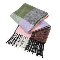 British-style Mens And Womens Couple Tassel Scarf With Large Plaid Pattern