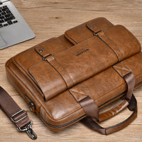 Mens Business Large-Capacity ShoulderCrossbody Simple Briefcase