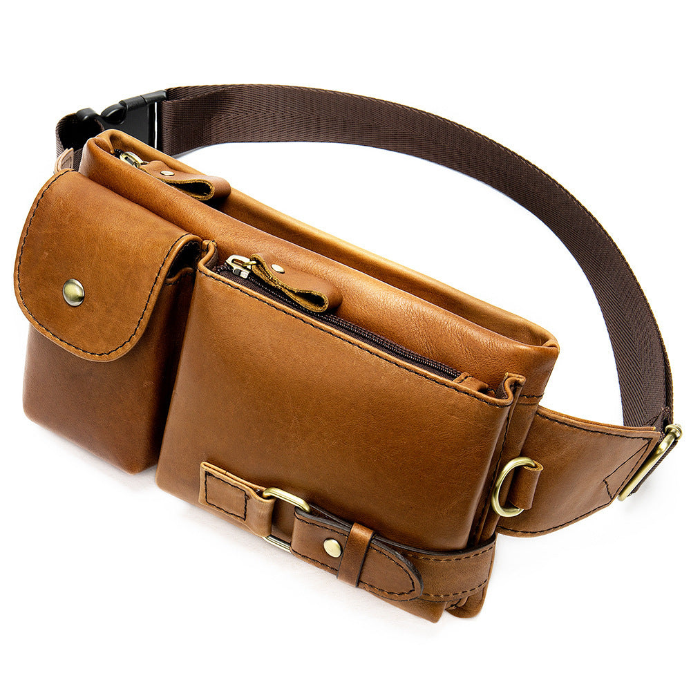 Men's High-End Full-Grain Leather Multifunctional Shoulder Crossbody Waist Bag — Premium Apparel Deal | Everyday Home Deal