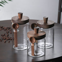 3Pcs Glass Coffee Jars with Spoons | Tea Candy Biscuit Storage | Everyday Home Deal