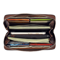 Retro Distressed Zip-around Wallet Hand-distressed For A Classic Lookpractical And Convenient