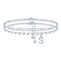 26-letter English Zircon-inlaid Pendant With An NK Chain, Double-layered