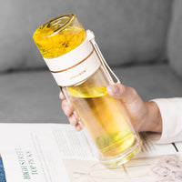 Double Wall Glass Tea Infuser Bottle | Leakproof Tea Separation Water Bottle | Everyday Home Deal