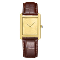 Mens Casual Watch Classic And Minimalist Square Case Two Hands