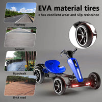 12V Electric Kids Pedal Go Kart, Folder Go Kart, Outdoor Ride On Toy With Adjustable Seat, 4 Non-Slip EVA Wheels For Boys And Girls For Age 3-6 Years Old -Blue