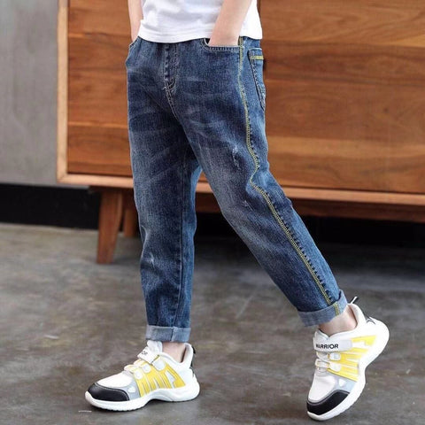 Boys' Urban Letter-Print Comfort Casual Denim Trousers — Premium Apparel Deal | Everyday Home Deal
