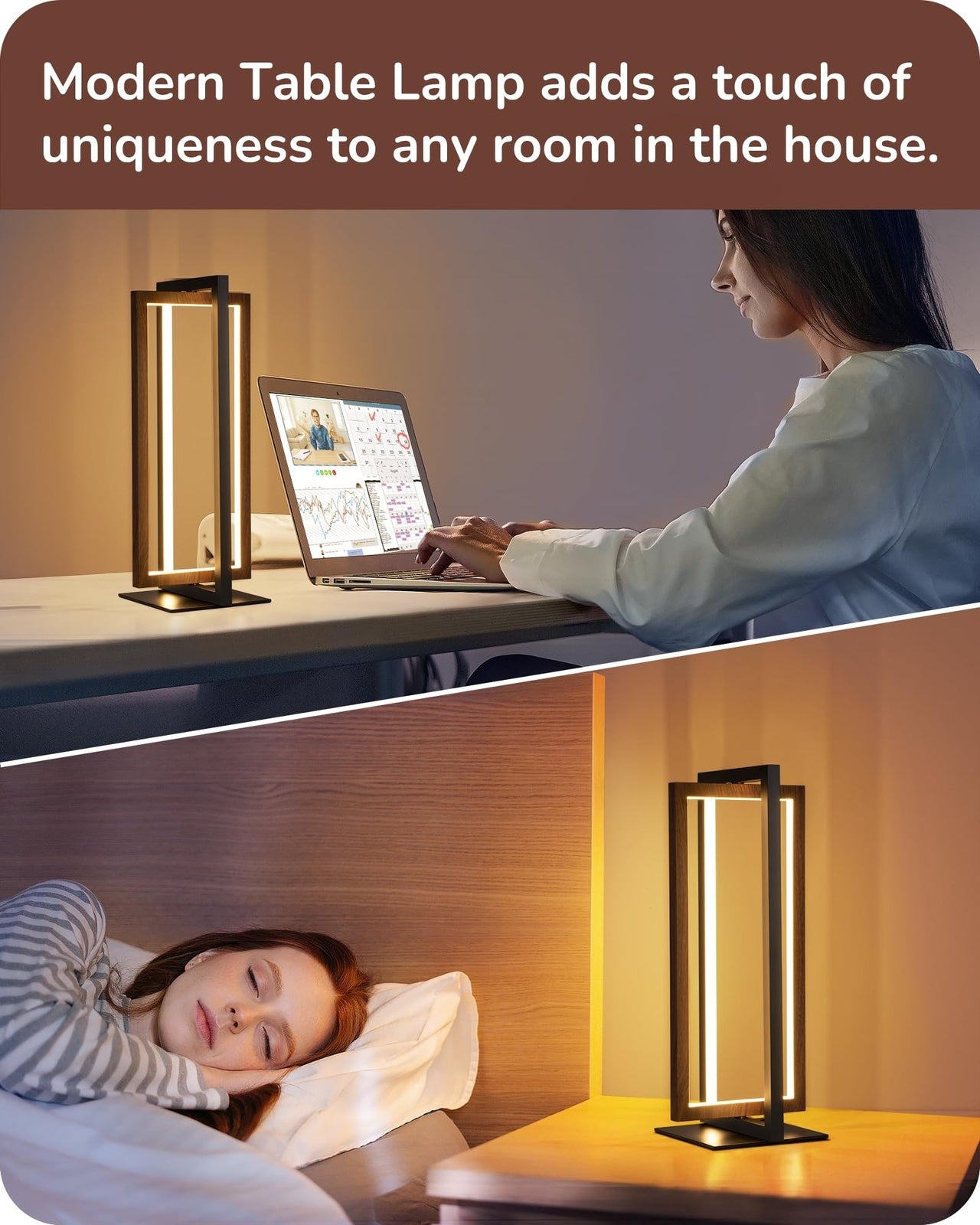 EDISHINE Modern LED Table Lamp, Stepless Dimmable Minimalist Bedside Lamp, MA...