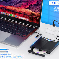 External CD DVD Drive For PC Laptop Windows 11 10 USB 3.0 Burner Reader Writer