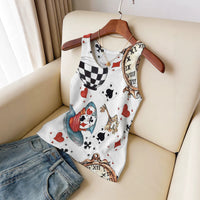 Loving-heart Leopard-print Knitted Vest Crew Neck Slim-fit Breathable