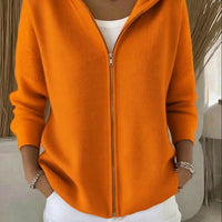 Zip-up Knitted Hooded Sweater Cardigan Coat