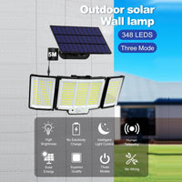 1-Pack Outdoor Solar Light  348-LED Motion Sensor Light With Remote Control  3-Head, Waterproof